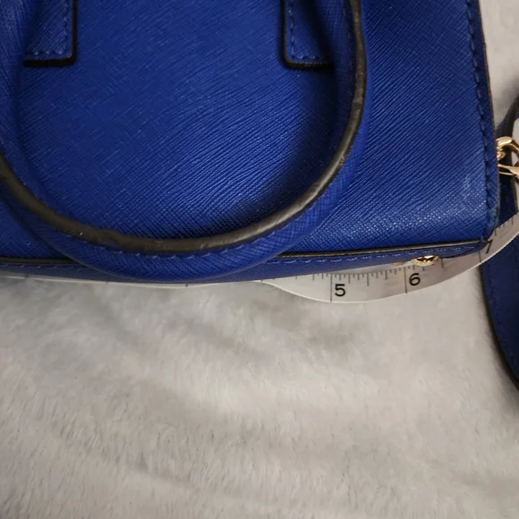 Michael Kors Mini Blue Handbag with Gold Accents - Picture 6 of 7